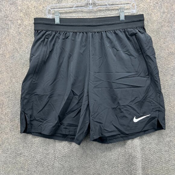 Nike Shorts Men XL Black Running Lightweight Athletic Logo Dri Fit Flex Lined - Picture 1 of 12